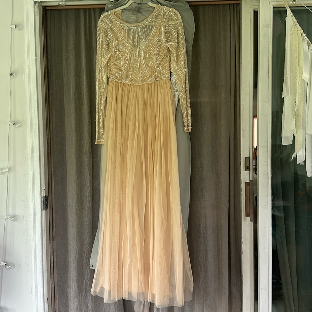 ASOS beaded nude tulle dress